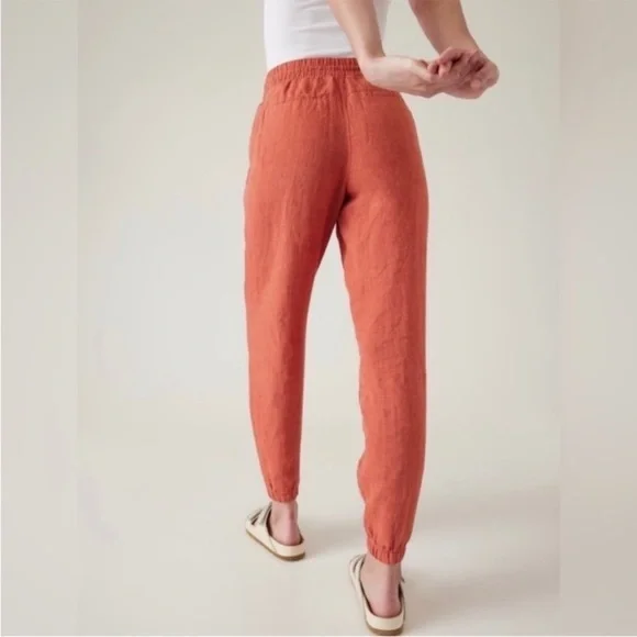 Athleta Retreat Linen Jogger Persimmon Orange size 12 - Picture 5 of 8